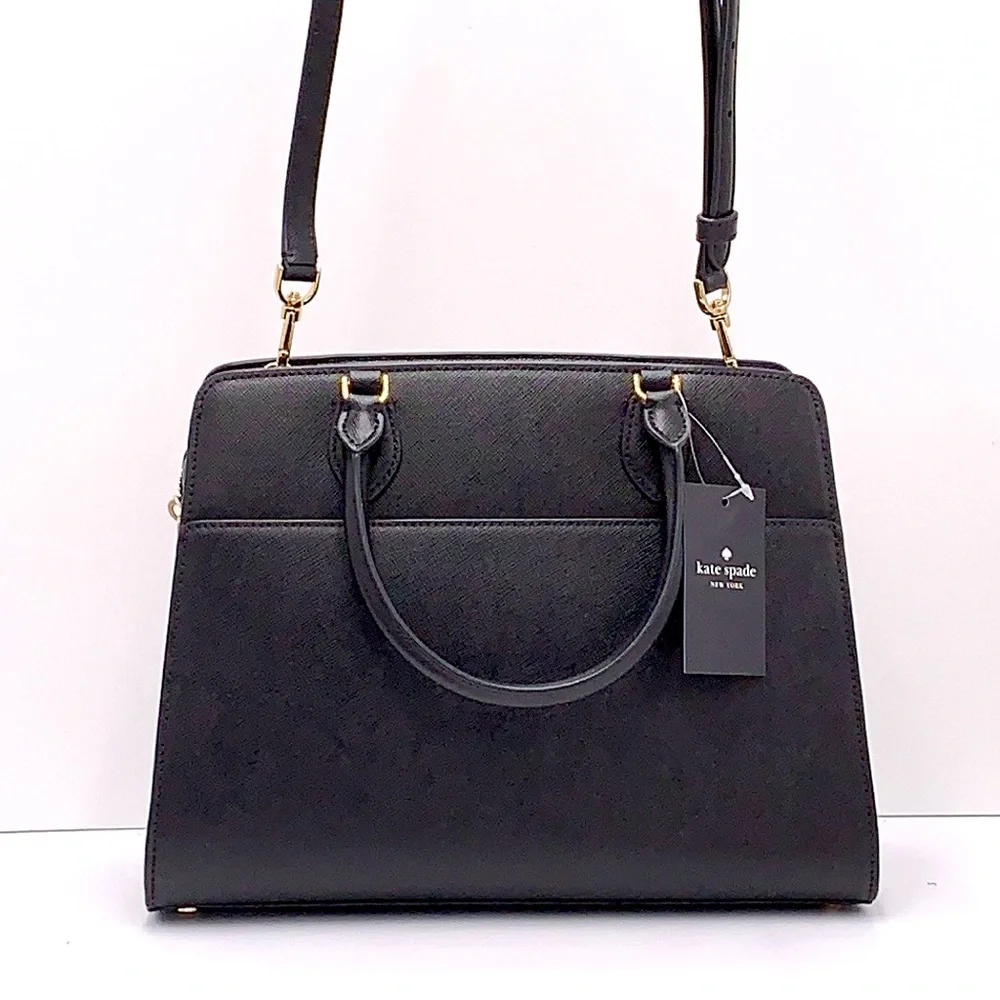 KATE SPADE Madison Saffiano Leather Medium Satchel BLACK COLOR